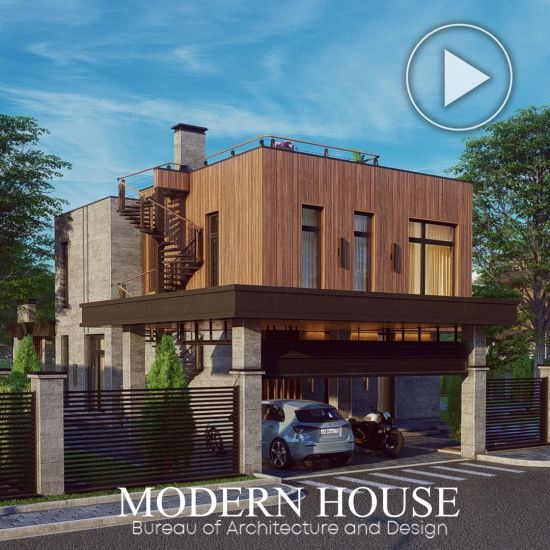 The project of a private house in the style of Hi-Tech