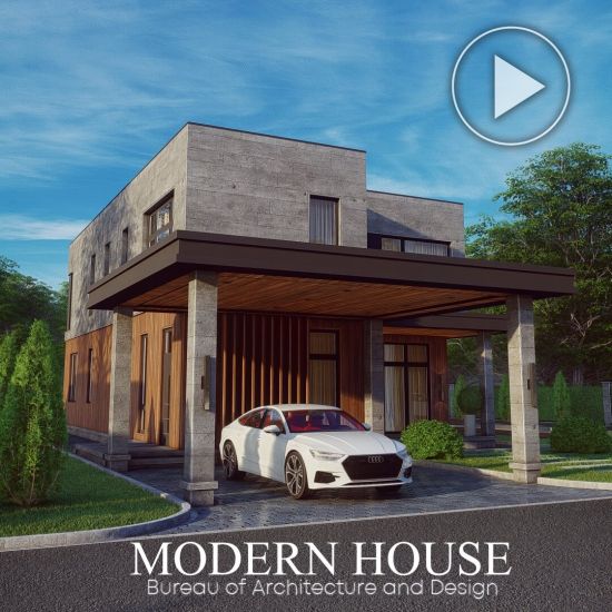 The project of a private house in the style of Hi-Tech